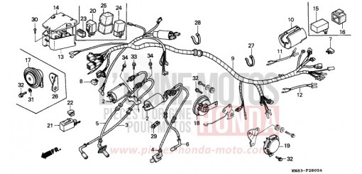WIRE HARNESS/ IGNITION COIL VT1100CJ de 1988